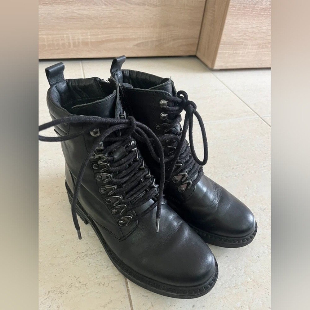 Black Lace-Up Ankle Boots